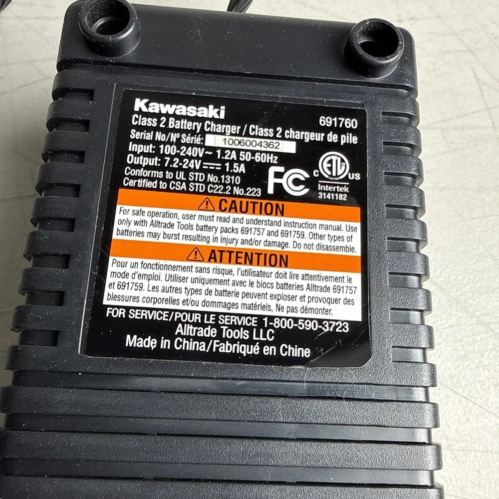 Kawasaki 691760 Class 2 Battery Charger 12-24V 1.5A Genuine OEM Tested